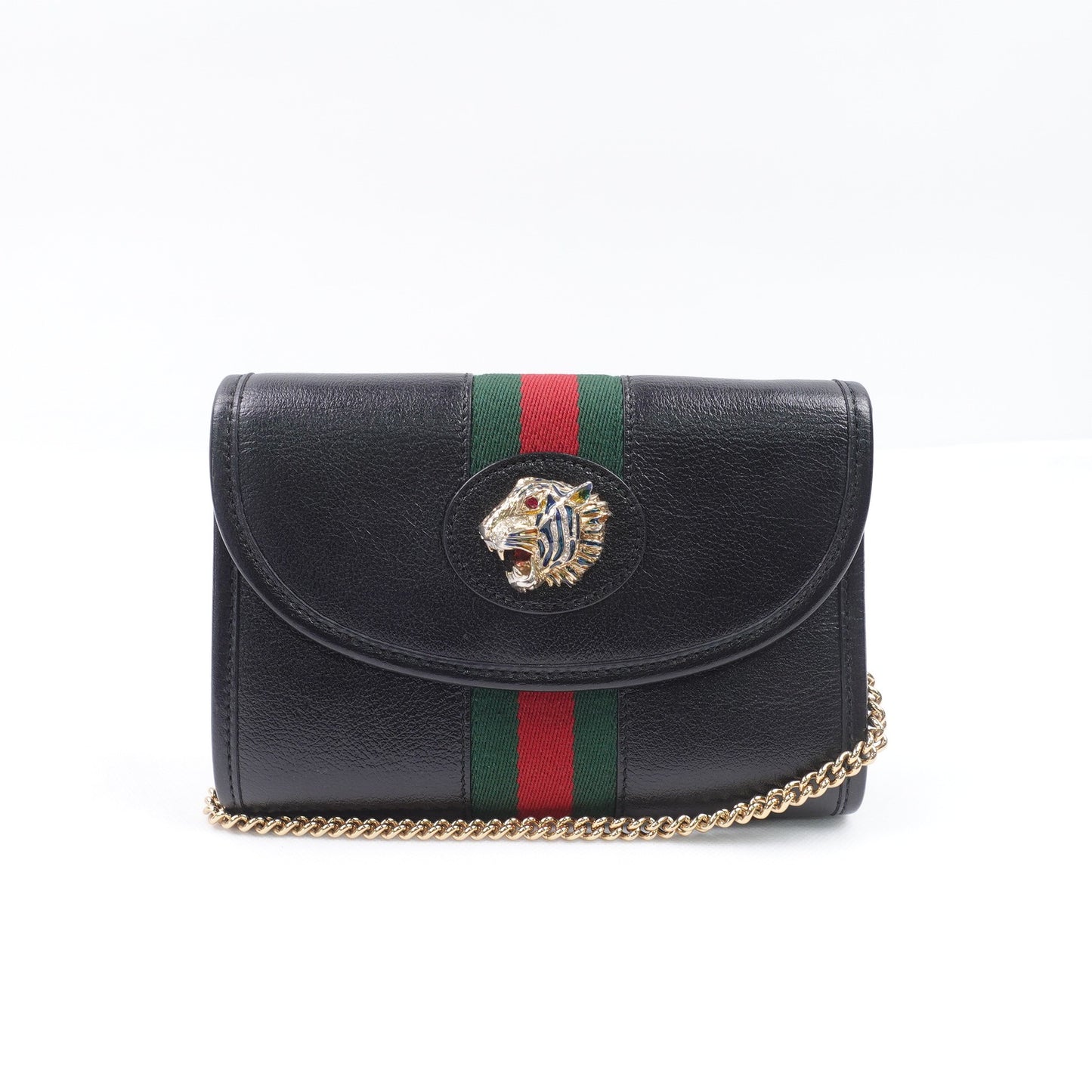 Pre-owned Gucci Rajah Black Calfskin Shoulder Bag