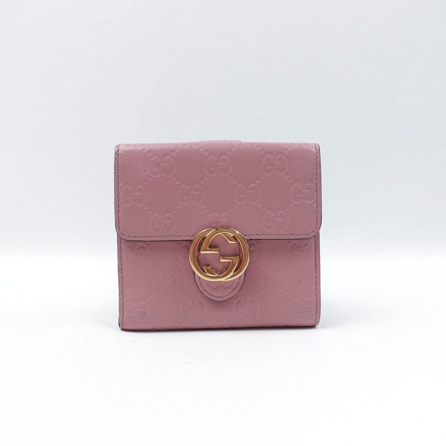 Pre-owned Gucci Pink Calfskin Short Wallet