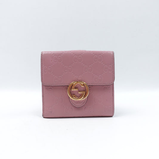 Pre-owned Gucci Pink Calfskin Short Wallet