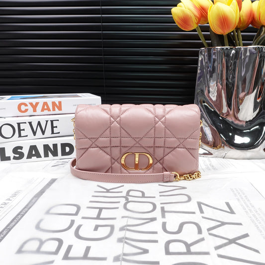 Pre-owned Christian Dior Caro Pink Calfskin Shoulder Bag