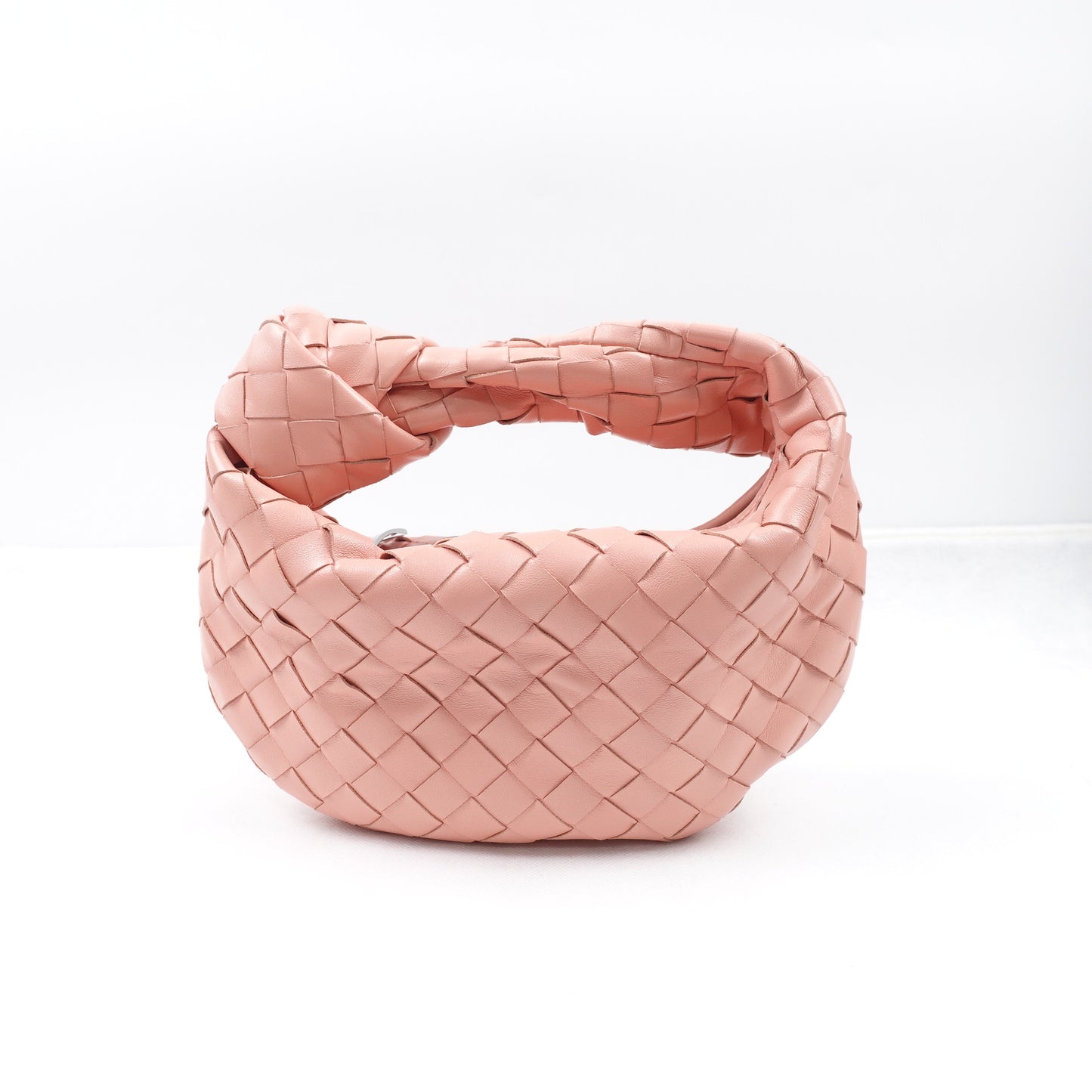 Pre-owned Bottega Veneta Jodie Mini Peach Pink Lambskin Hobo Bag