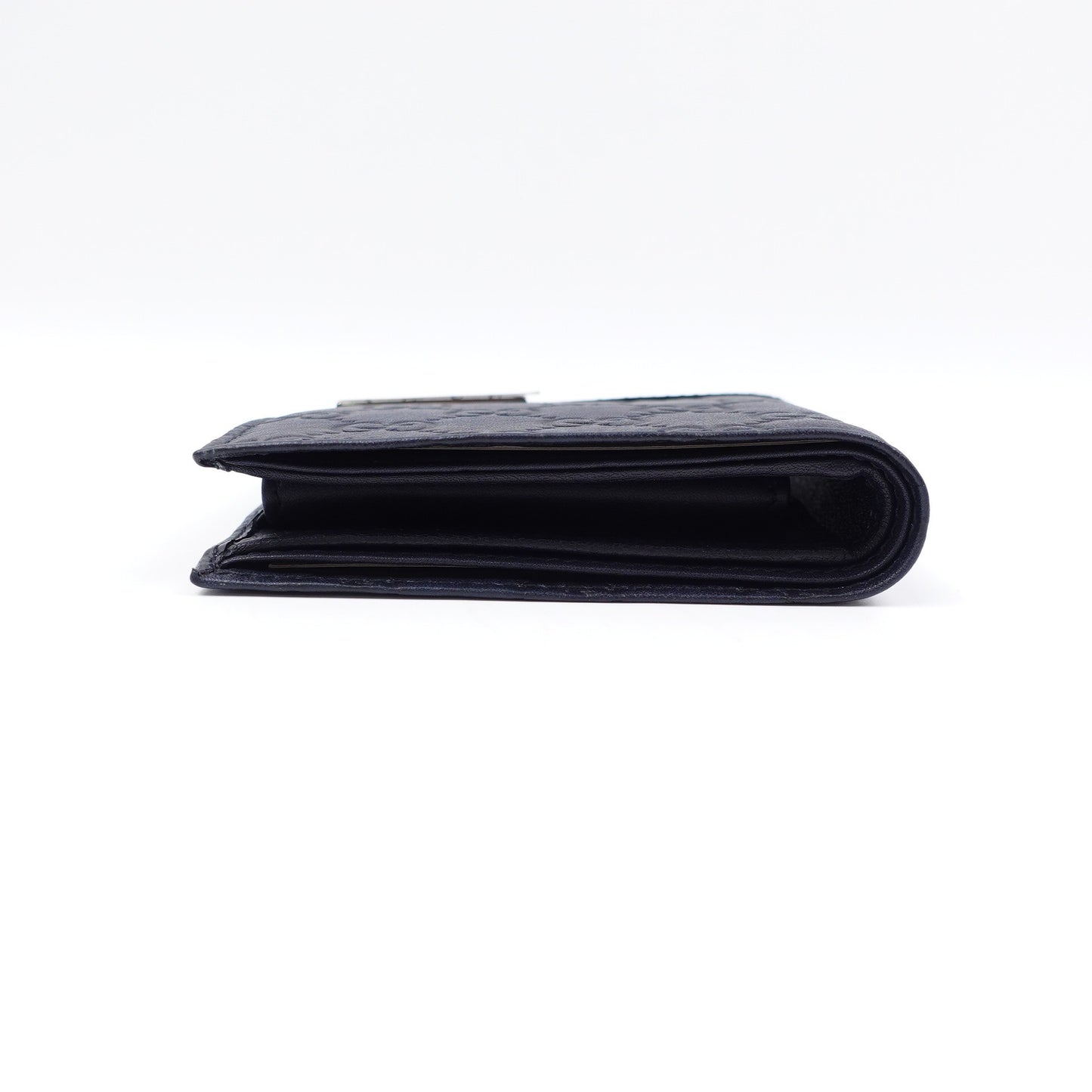 Pre-owned Gucci Dark Blue Calfskin Short Wallet