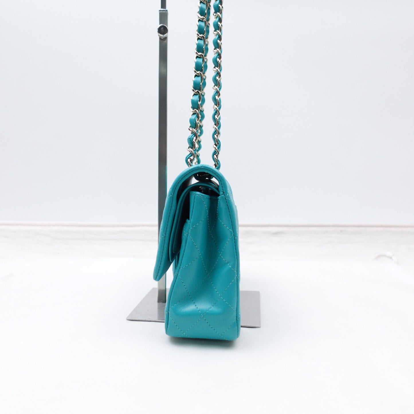 Pre-owned Chanel CF Blue-green Lambskin Shoulder Bag