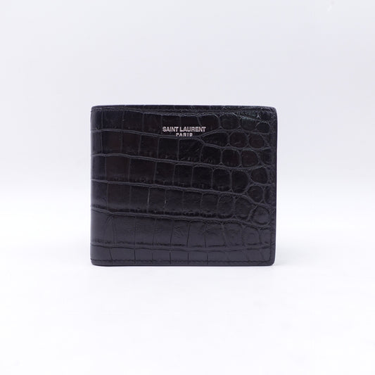 Pre-owned Saint Laurent Black Calfskin Short Wallet