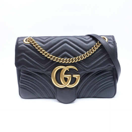 Pre-owned Gucci GG Marmont Black Calfskin Shoulder Bag