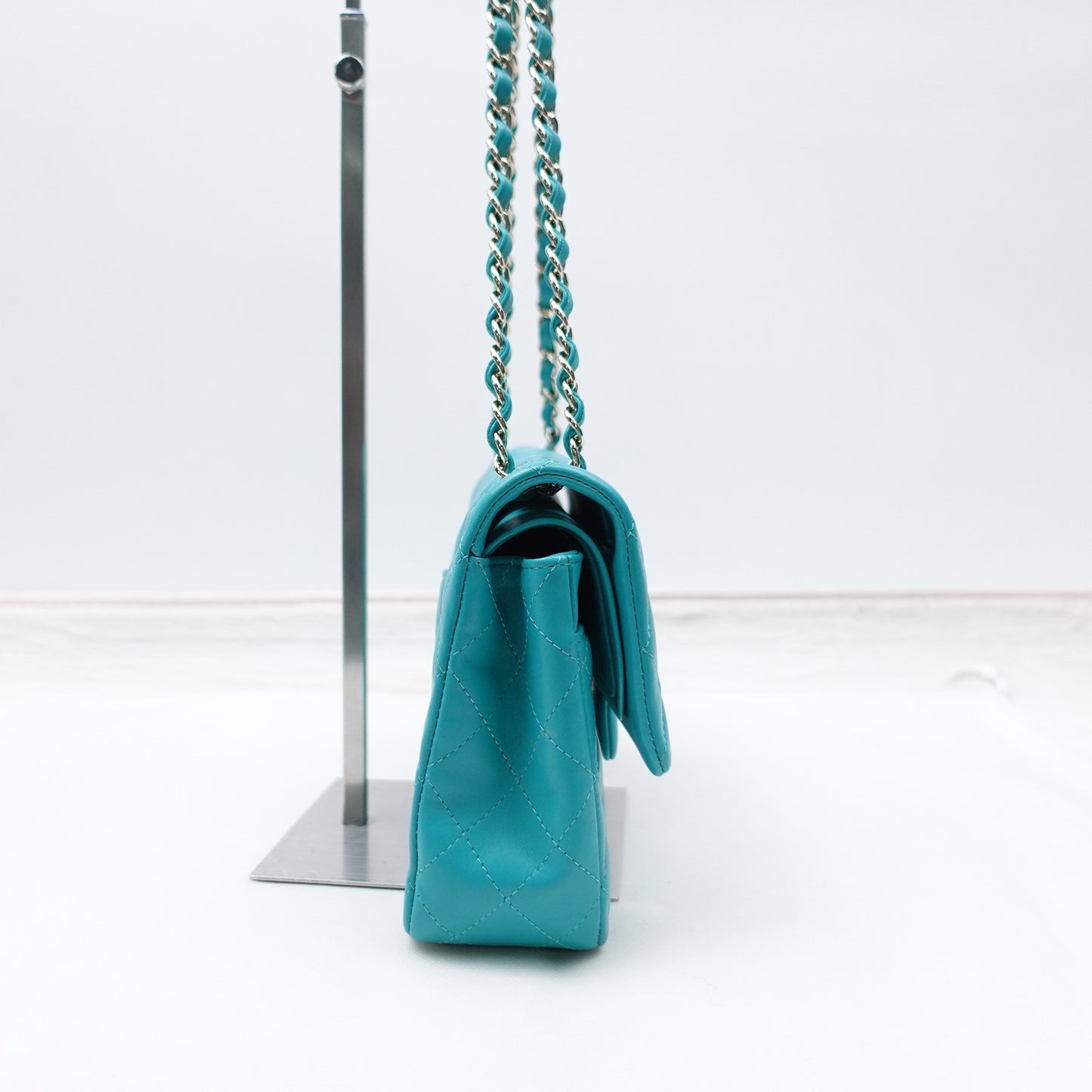 Pre-owned Chanel CF Blue-green Lambskin Shoulder Bag