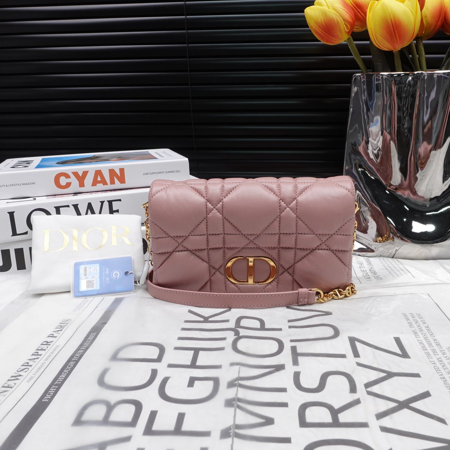 Pre-owned Christian Dior Caro Pink Calfskin Shoulder Bag