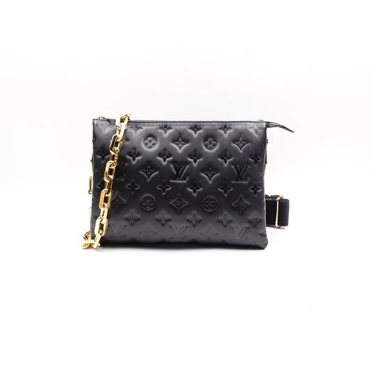 Pre-owned Louis Vuitton Pochette Coussin PM Black Lambskin Shoulder Bag