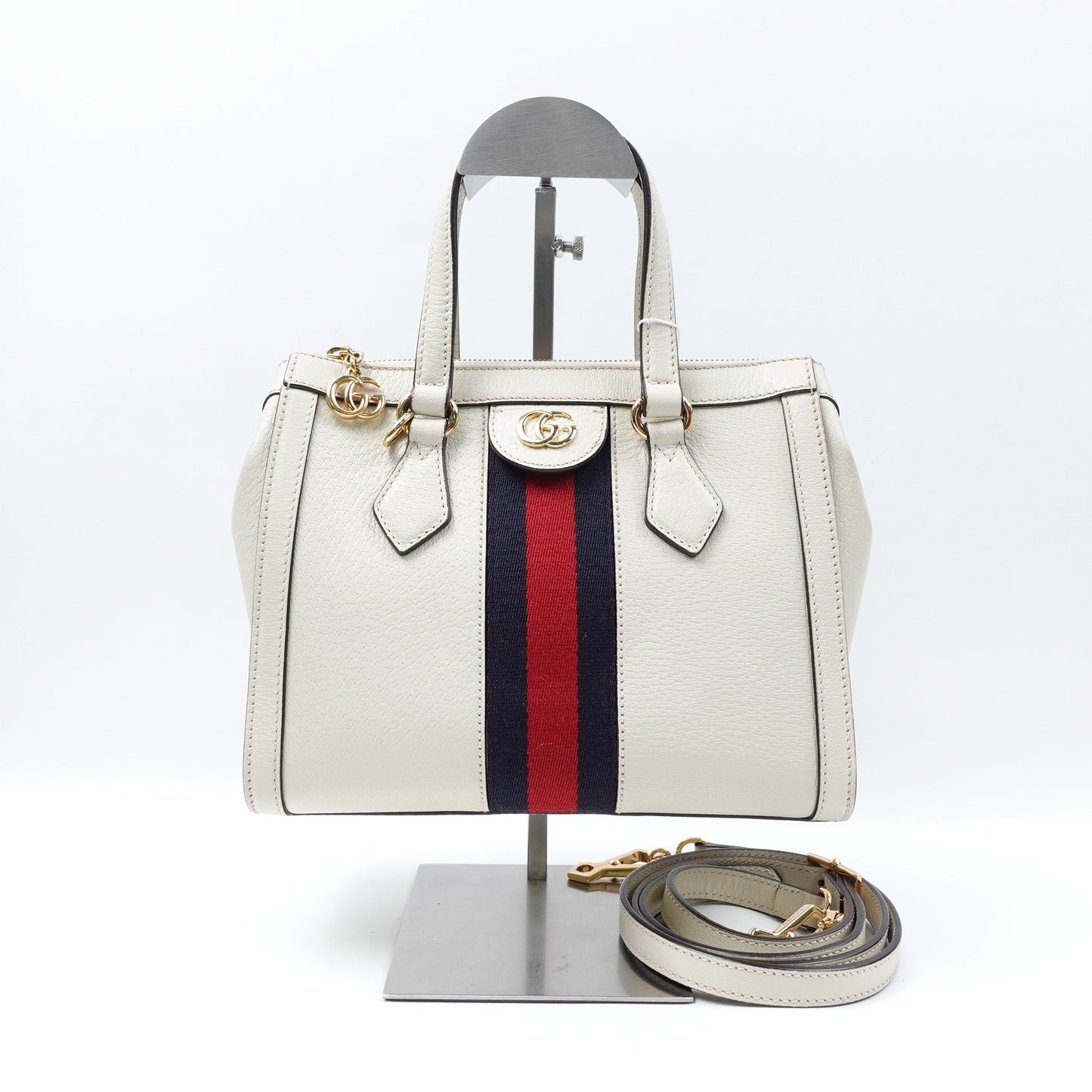 Pre-owned Gucci Ophidia White Calfskin Shoudler Bag