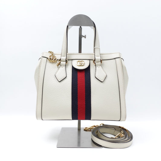 Pre-owned Gucci Ophidia White Calfskin Shoudler Bag
