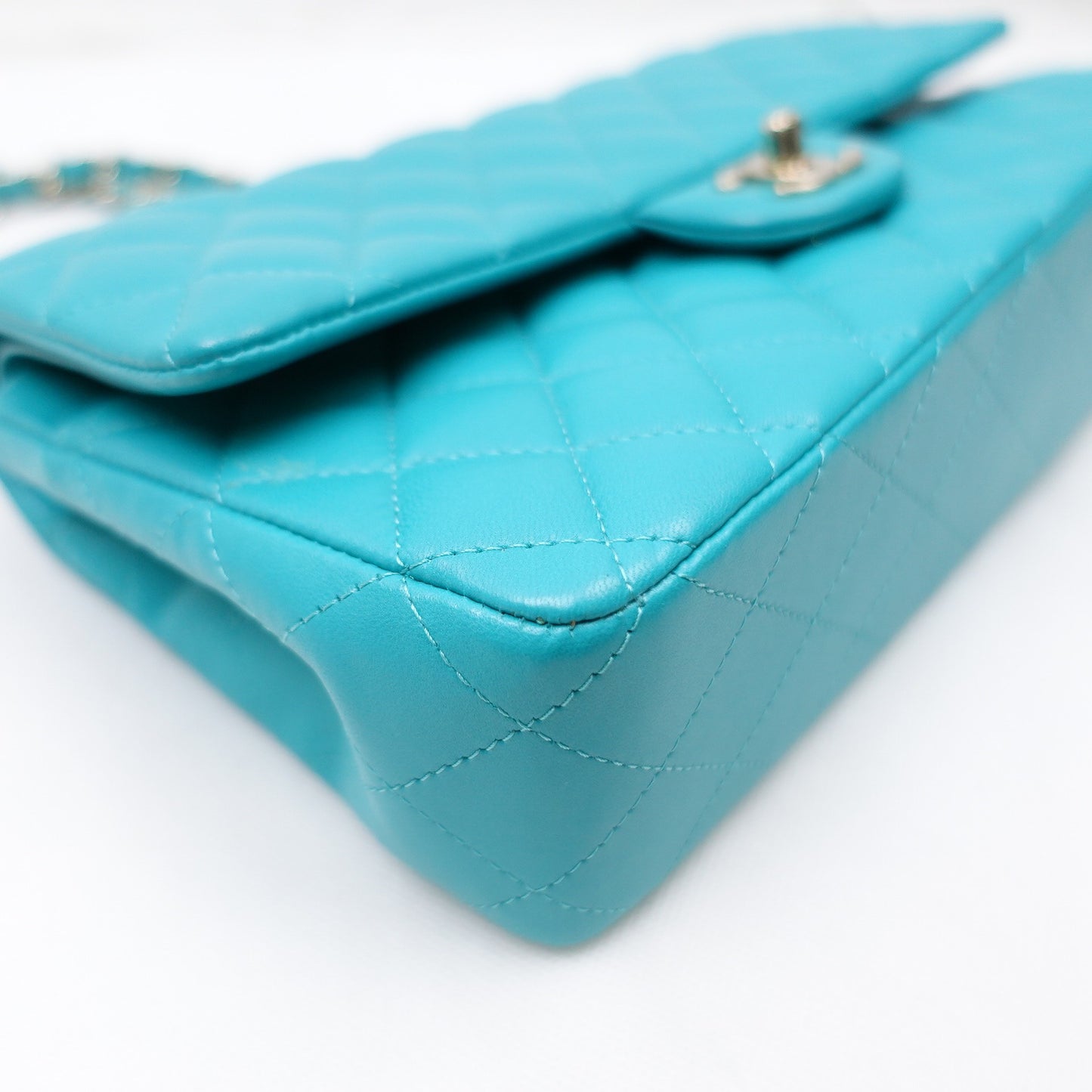 Pre-owned Chanel CF Blue-green Lambskin Shoulder Bag