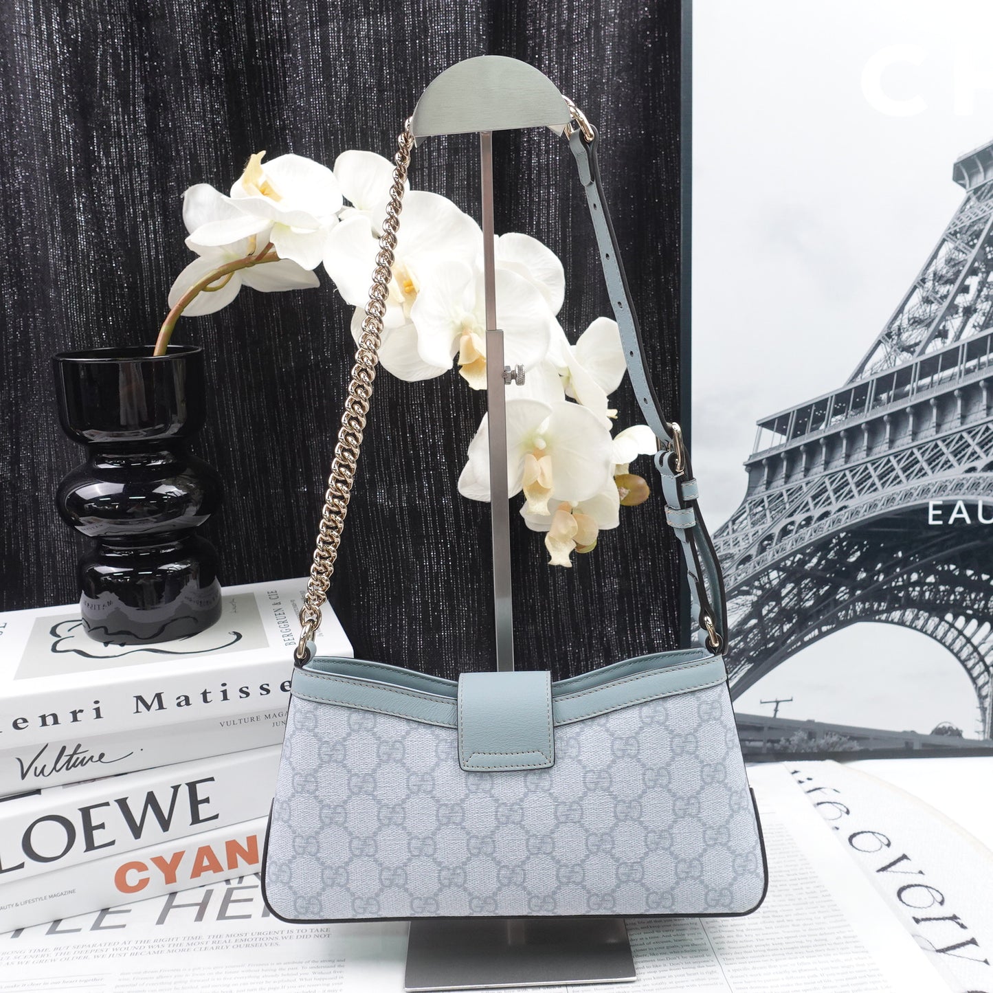 Pre-owned Gucci Padlock Blue Coated Canvas Shoulder Bag