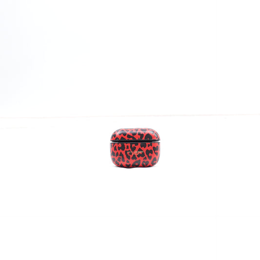Pre-owned Saint Laurent Leopard Red Calfskin Airpods Case