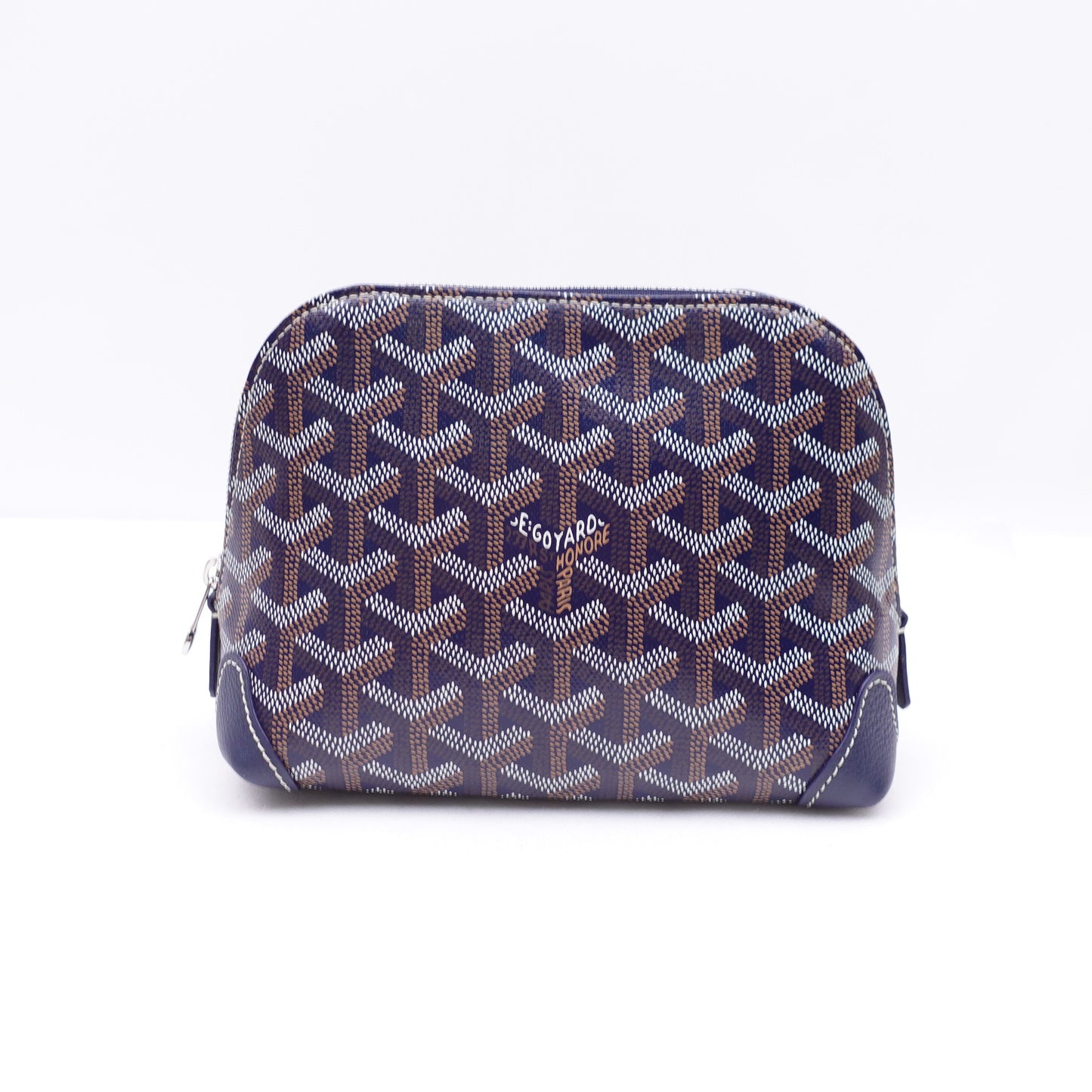 Pre-Owned Goyard Vendome Navy Calfskin&Coated Canvas Clutch