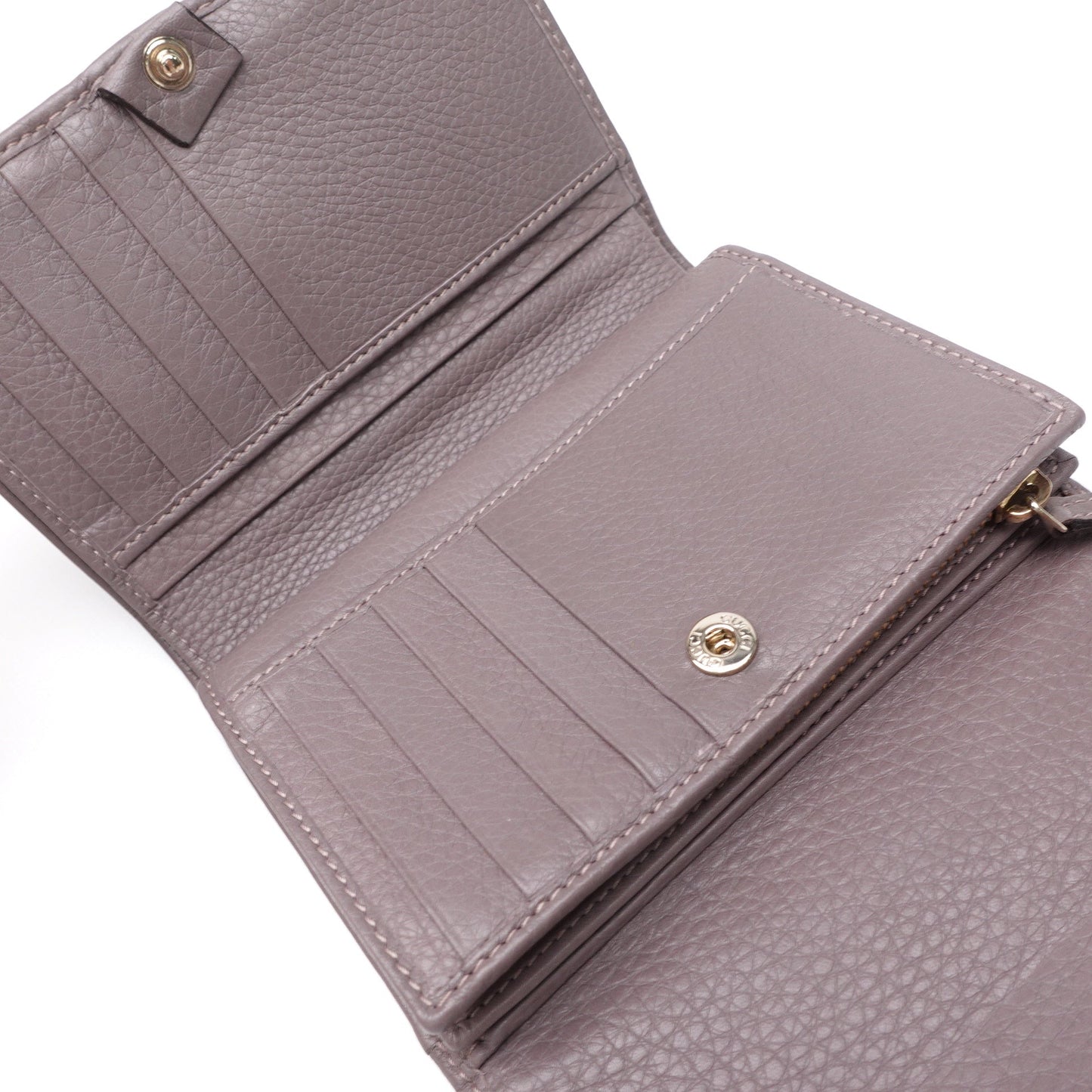 Pre-owned Gucci Bamboo Grey Calfskin Short Wallet