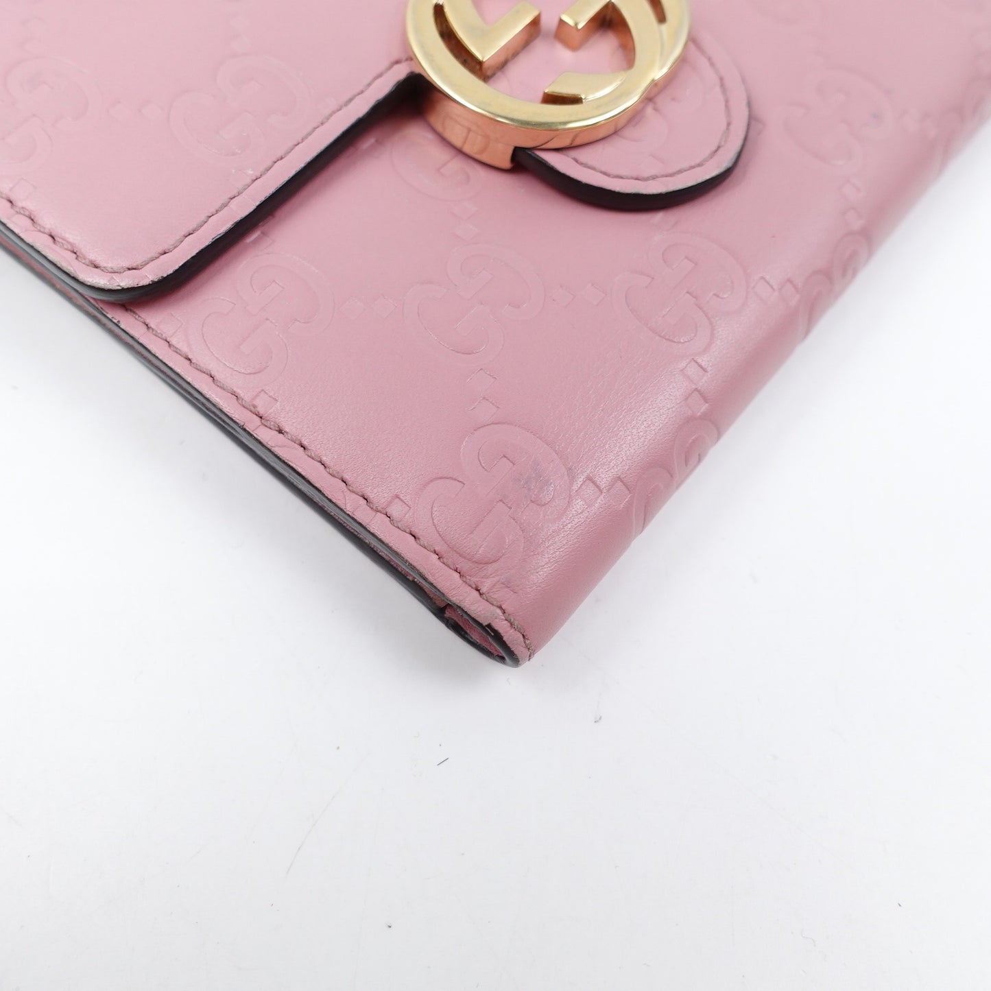 Pre-owned Gucci Pink Calfskin Short Wallet
