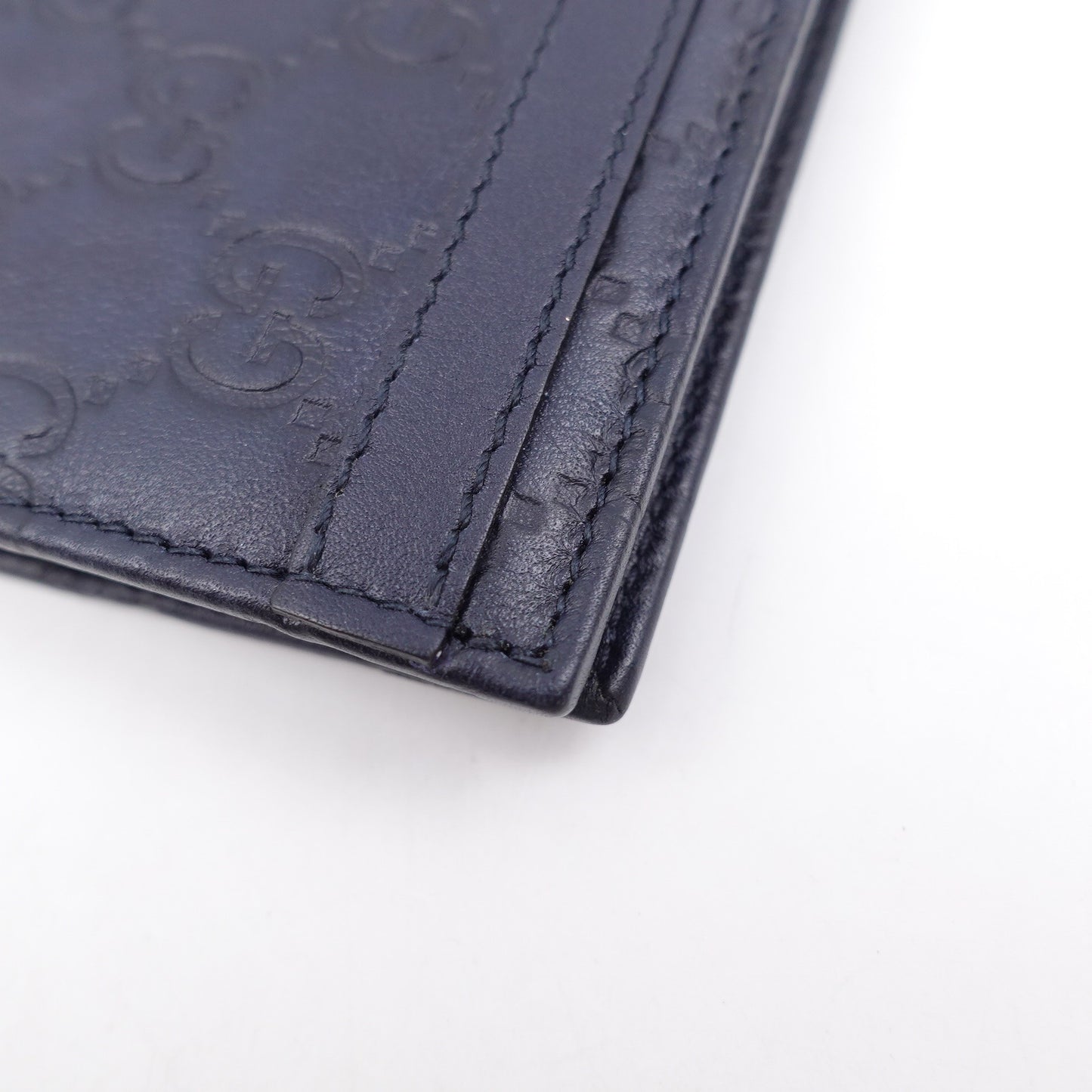 Pre-owned Gucci Dark Blue Calfskin Short Wallet