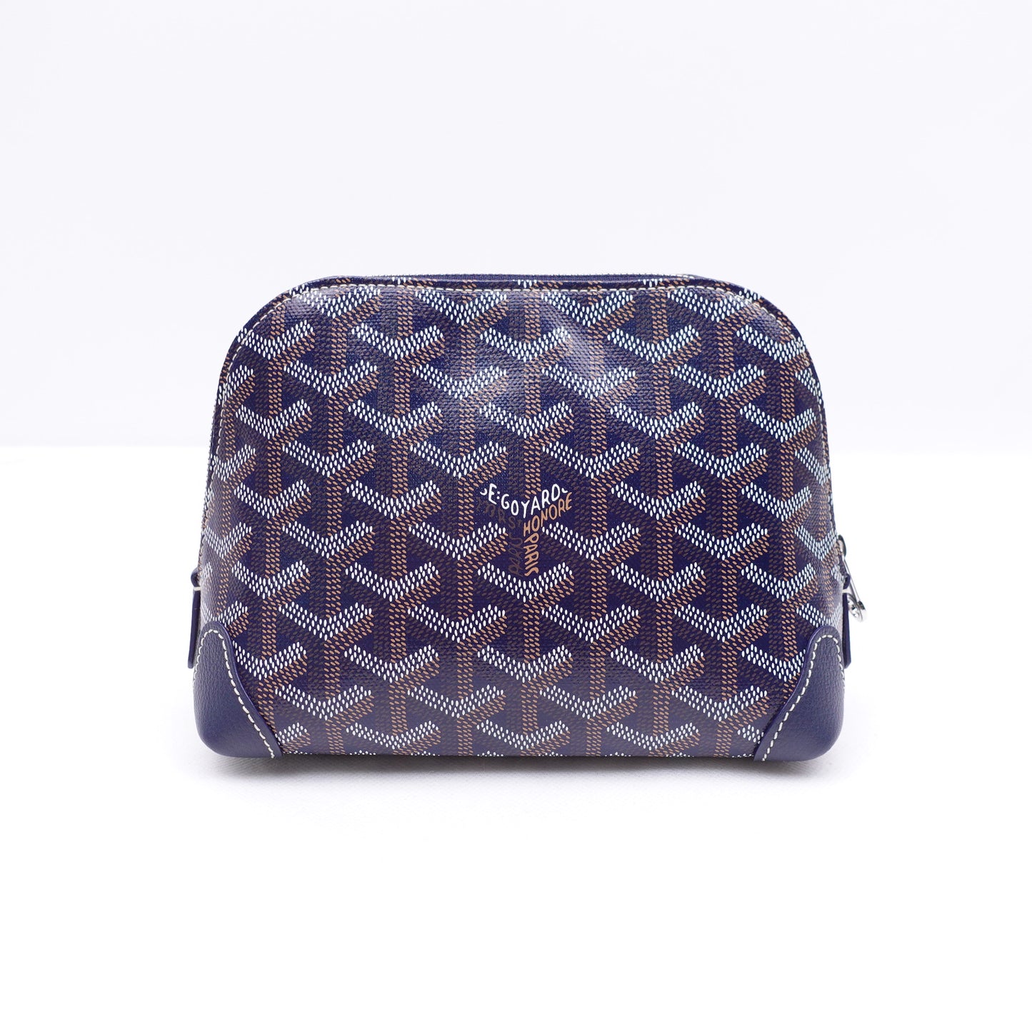 Pre-Owned Goyard Vendome Navy Calfskin&Coated Canvas Clutch