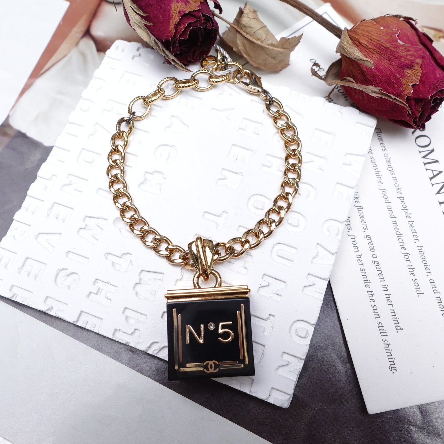 Pre-Owned Chanel Perfume Bottle Resin Black&White Bracelet