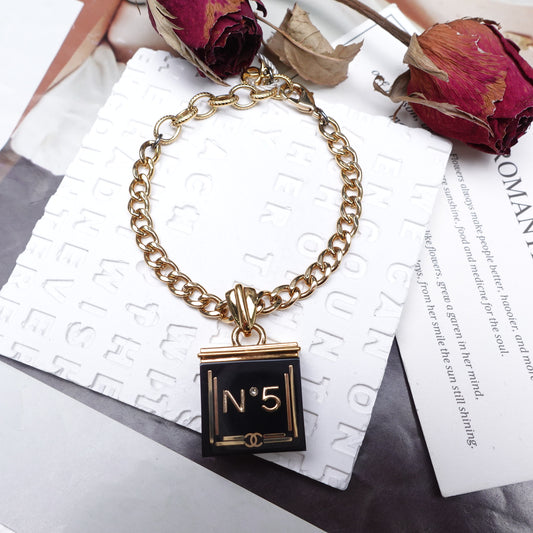 Pre-Owned Chanel Perfume Bottle Resin Black&White Bracelet