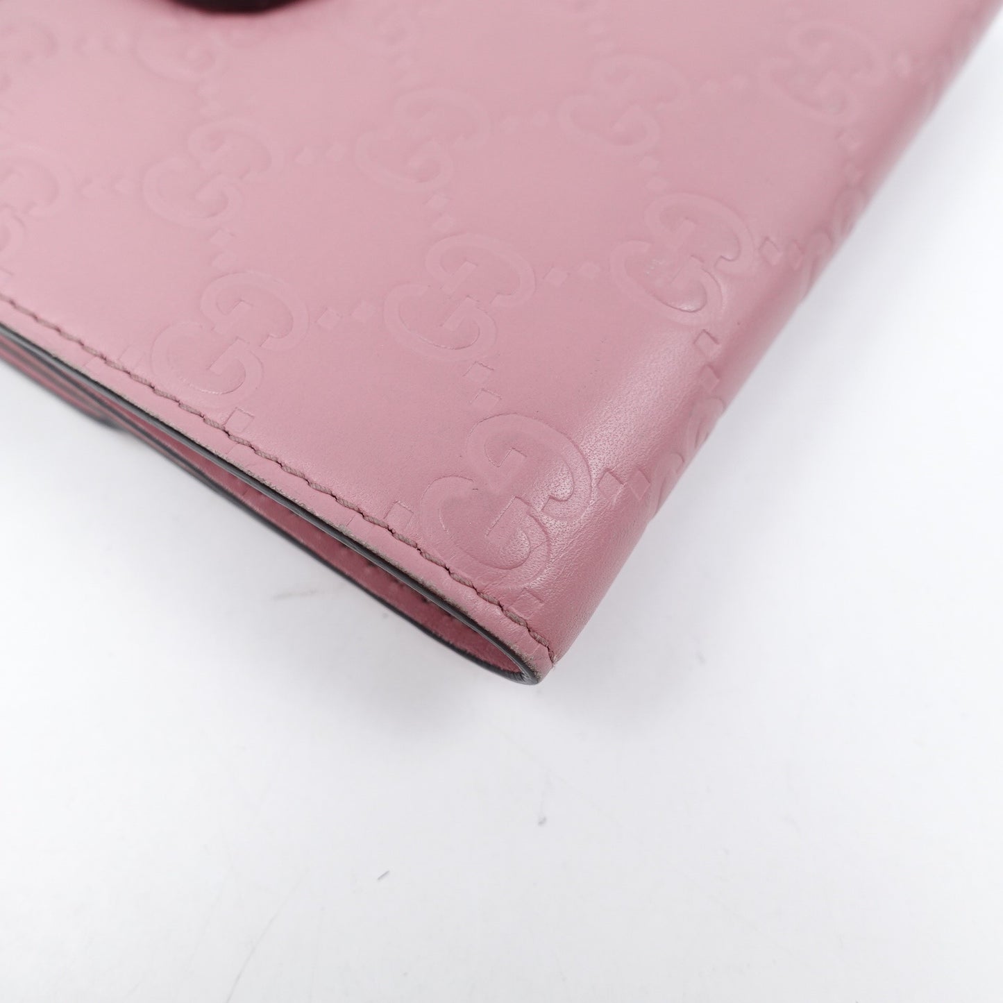 Pre-owned Gucci Pink Calfskin Short Wallet