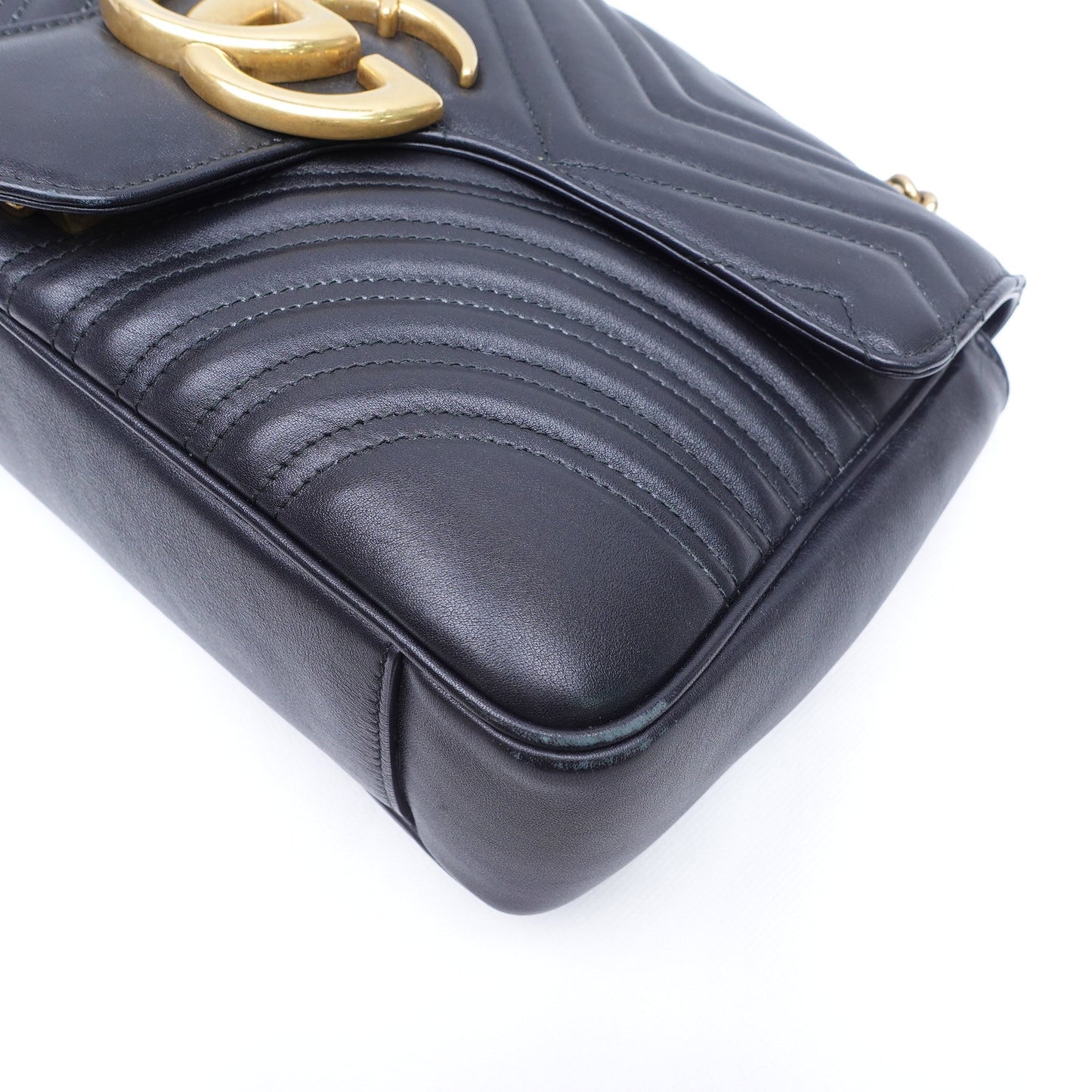 Pre-owned Gucci GG Marmont Black Calfskin Shoulder Bag