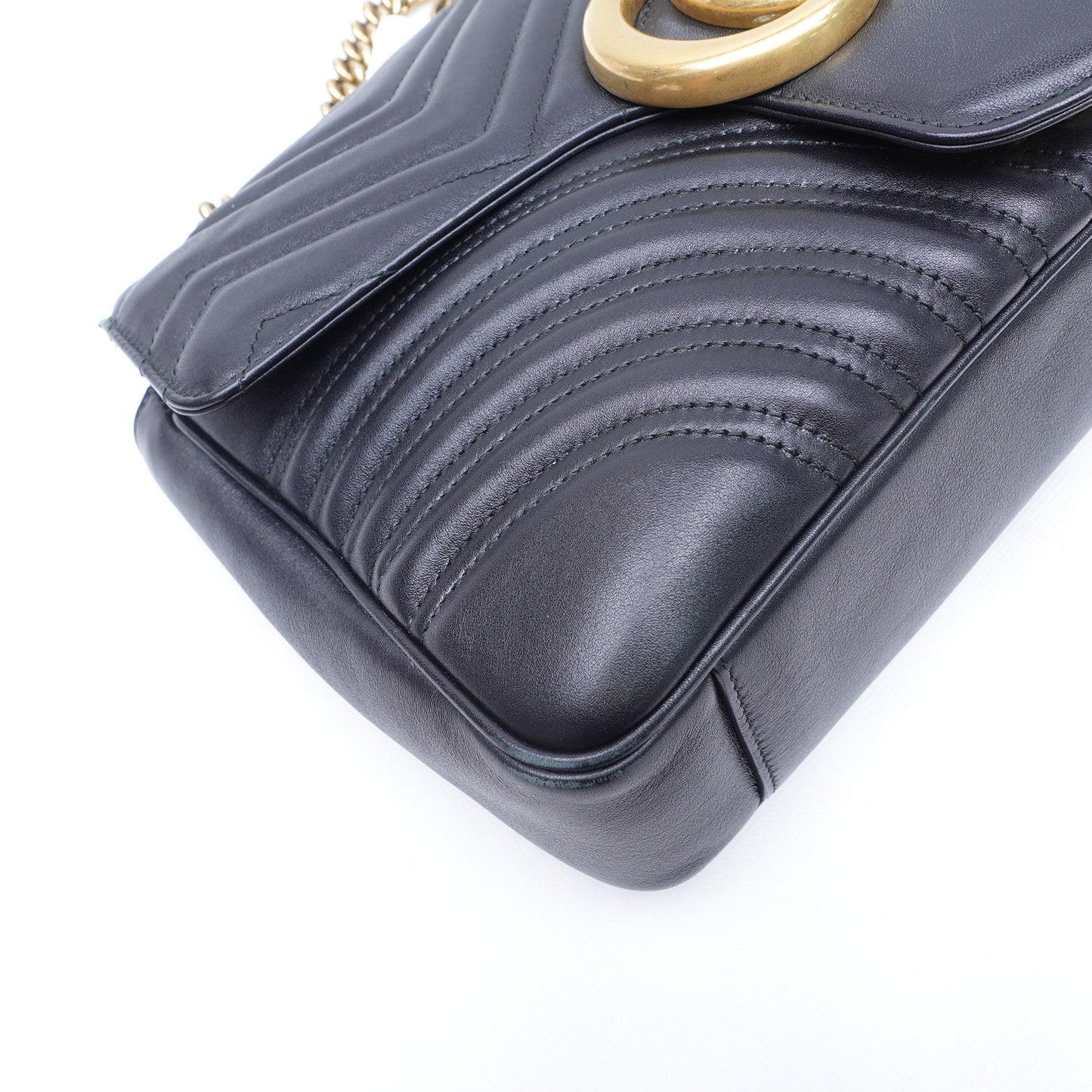 Pre-owned Gucci GG Marmont Black Calfskin Shoulder Bag