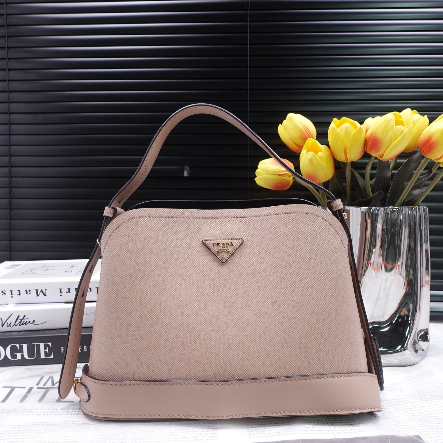 Pre-Owned Prada Matinee Milktea Calfskin Shoulder Bag