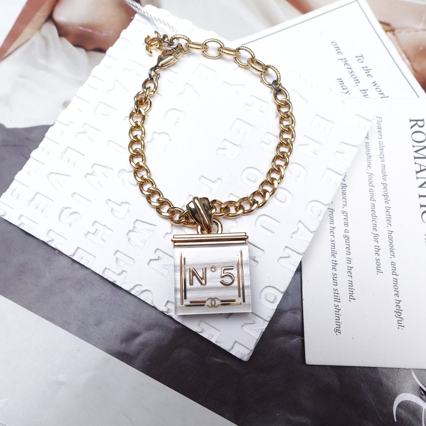 Pre-Owned Chanel Perfume Bottle Resin Black&White Bracelet