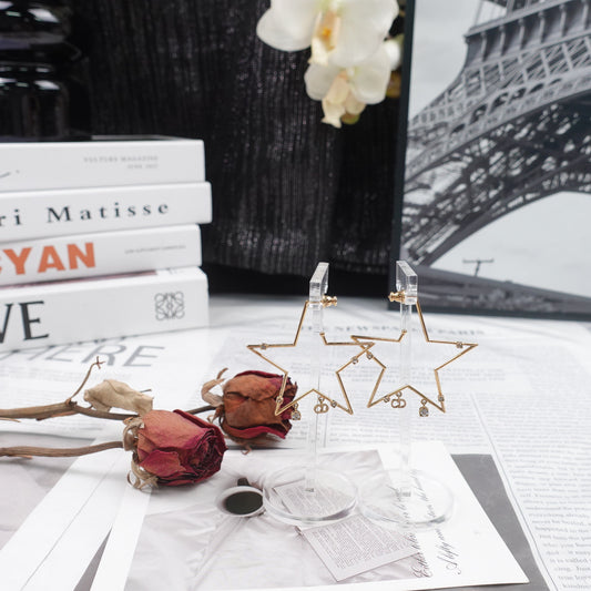 Pre-Owned Dior Gold Star Hoop Earrings