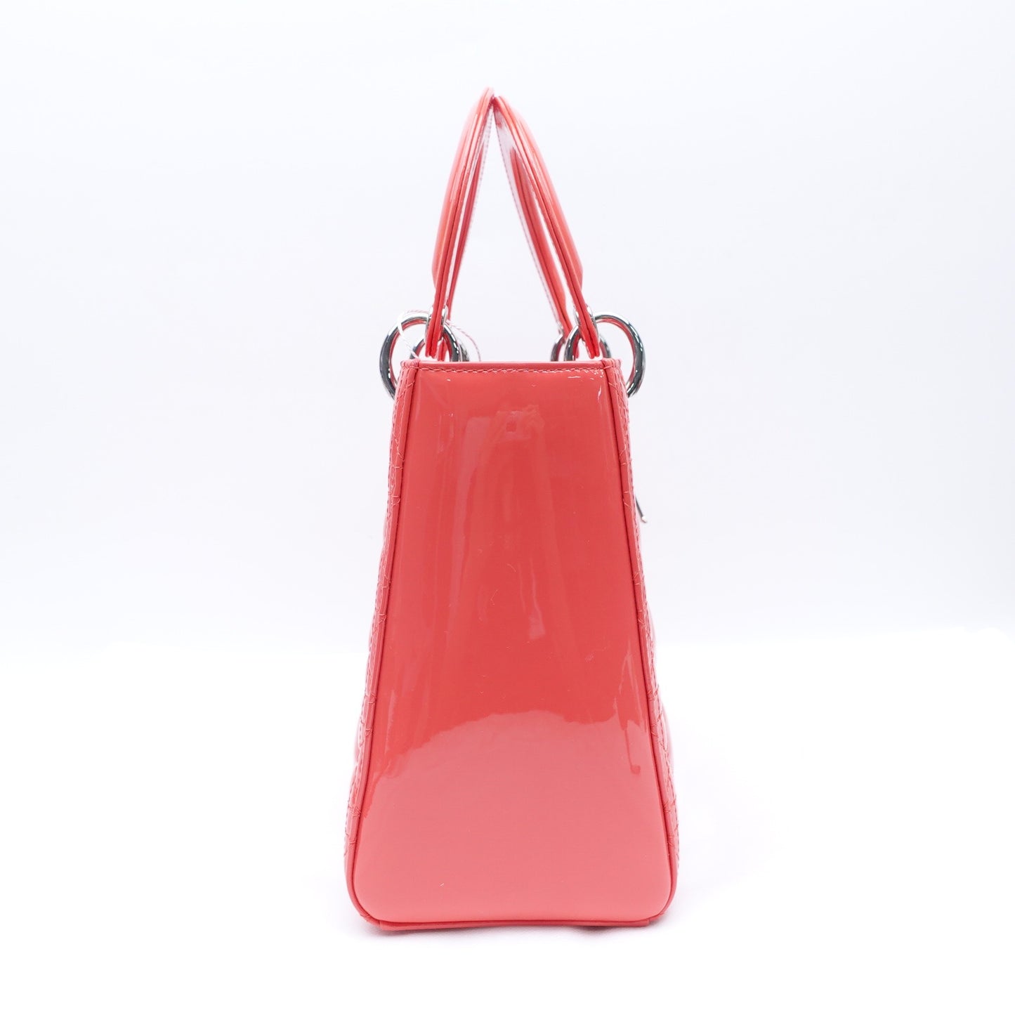Pre-owned Dior Lady Dior Medium Pink Patent Shoulder Bag