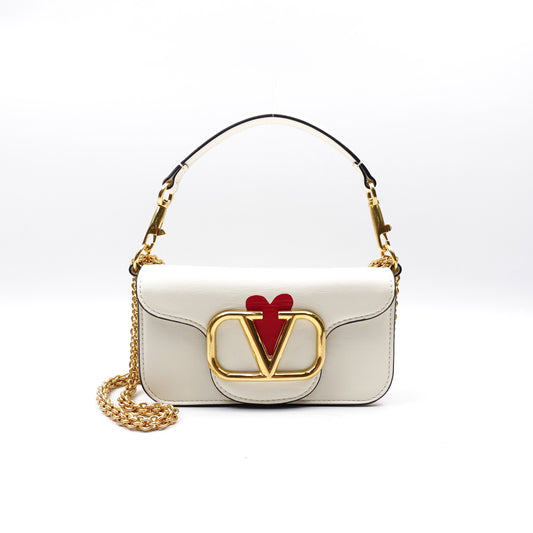 Pre-owned Valentino Loco White Calfskin Shoulder Bag
