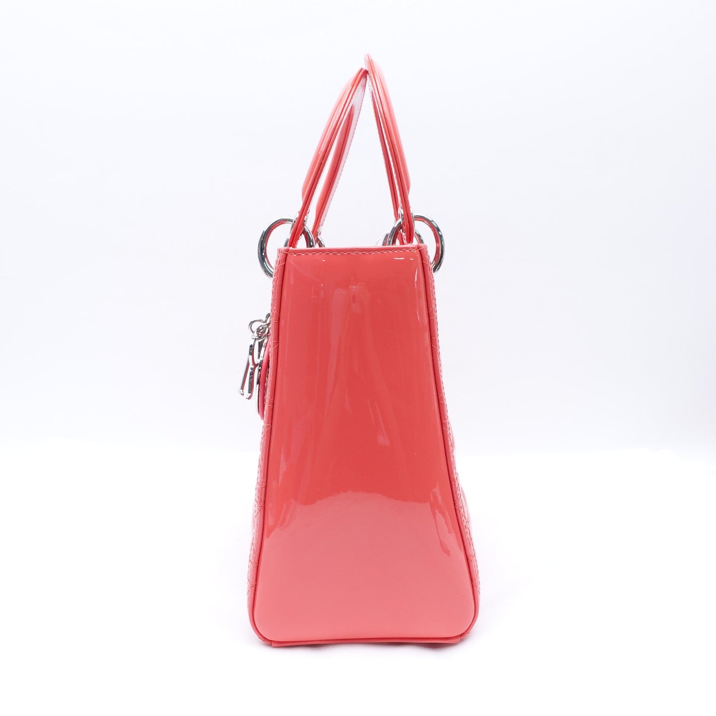 Pre-owned Dior Lady Dior Medium Pink Patent Shoulder Bag