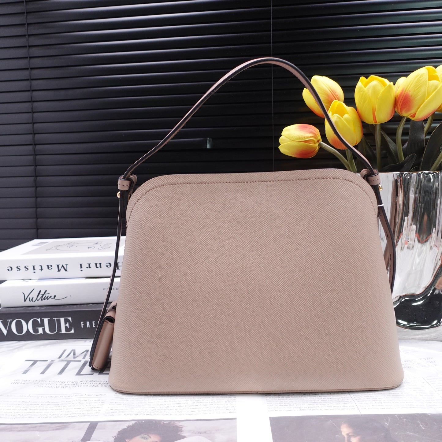 Pre-Owned Prada Matinee Milktea Calfskin Shoulder Bag