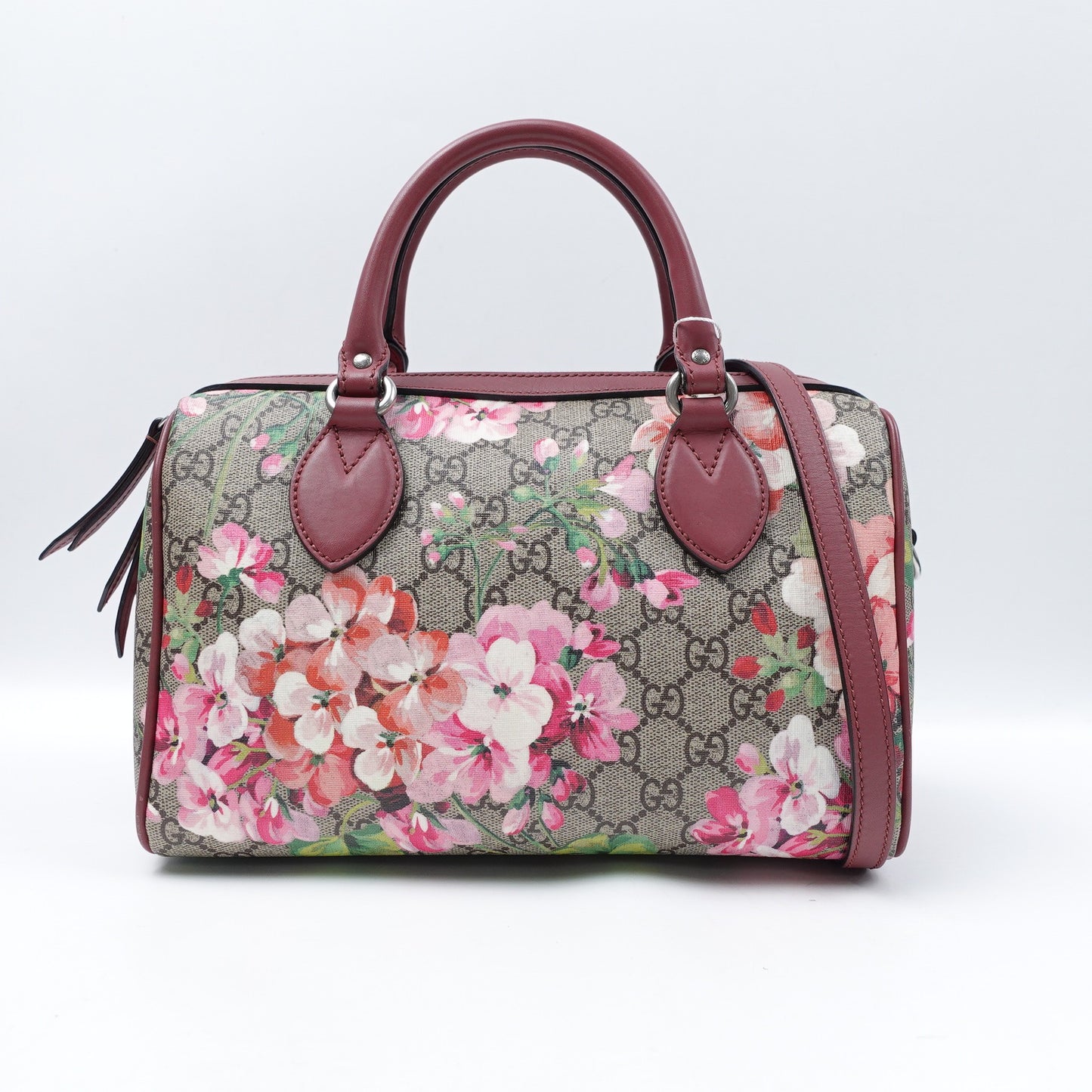 Pre-owned Gucci Boston Monogram&Flower Coated Canvas Shoulder Bag