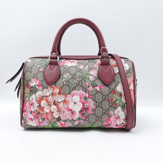 Pre-owned Gucci Boston Monogram&Flower Coated Canvas Shoulder Bag