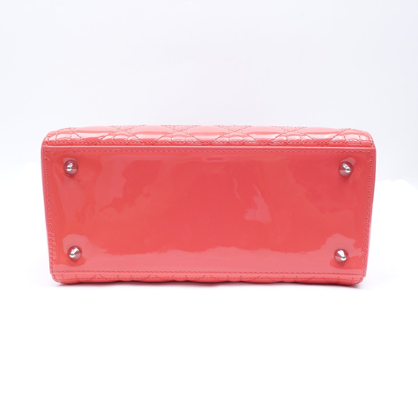 Pre-owned Dior Lady Dior Medium Pink Patent Shoulder Bag