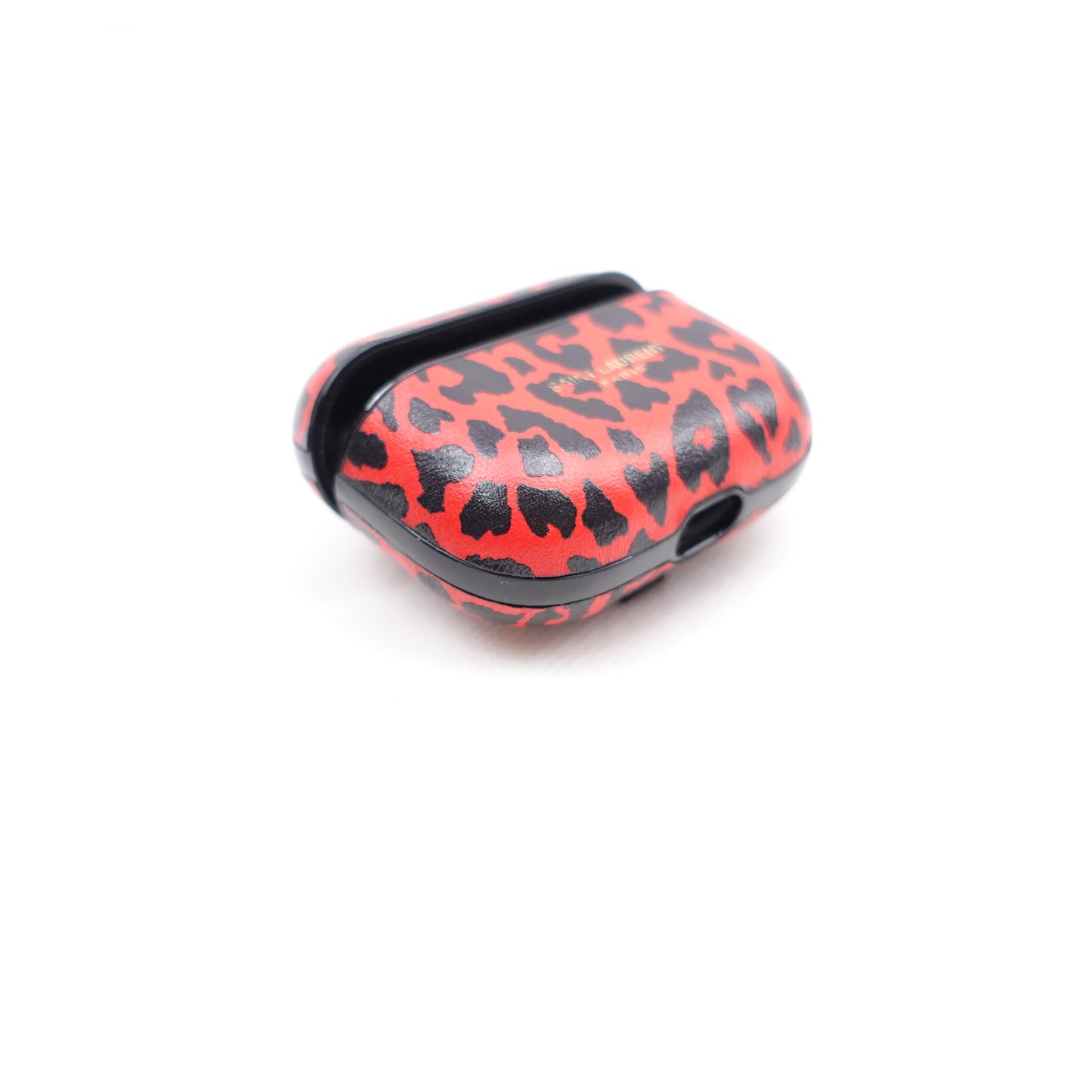 Pre-owned Saint Laurent Leopard Red Calfskin Airpods Case