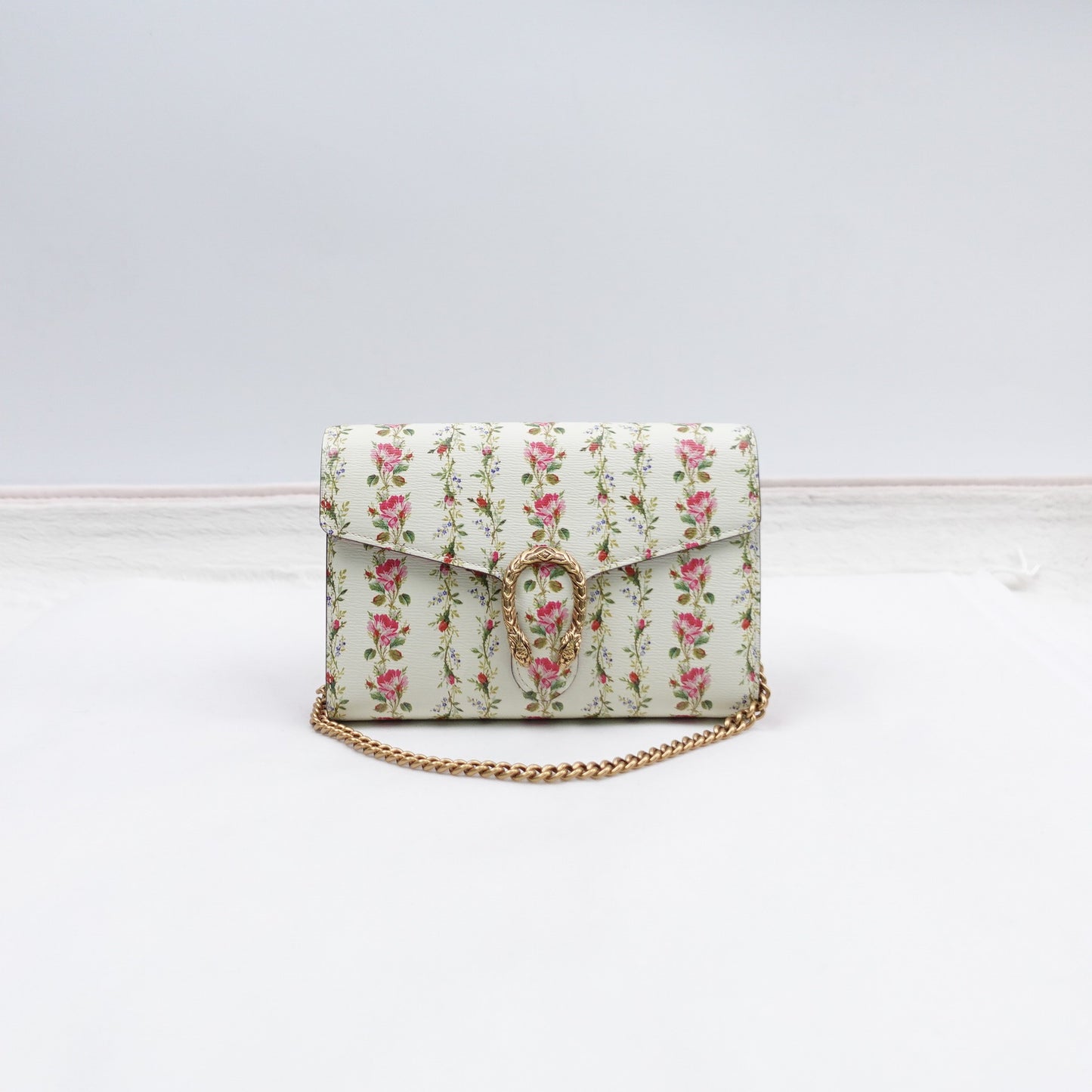 Pre-owned Gucci Dionysus Flower Pink&Green Calfskin Shoulder Bag