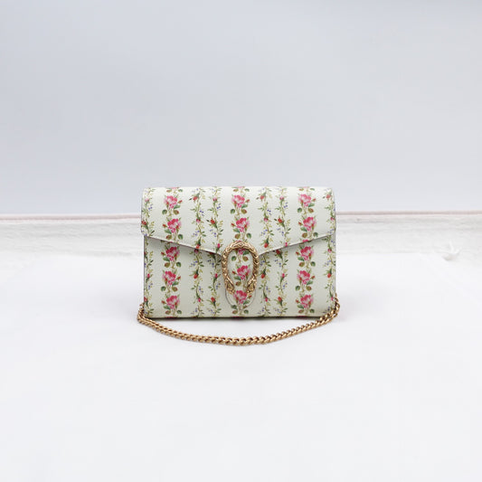 Pre-owned Gucci Dionysus Flower Pink&Green Calfskin Shoulder Bag