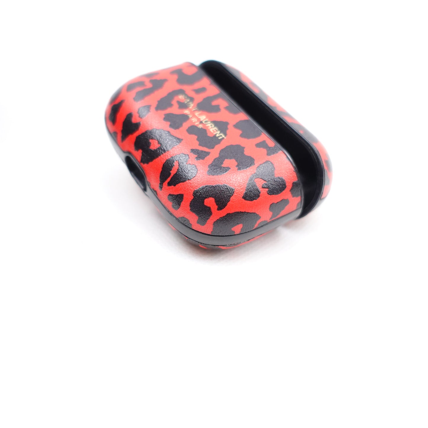 Pre-owned Saint Laurent Leopard Red Calfskin Airpods Case