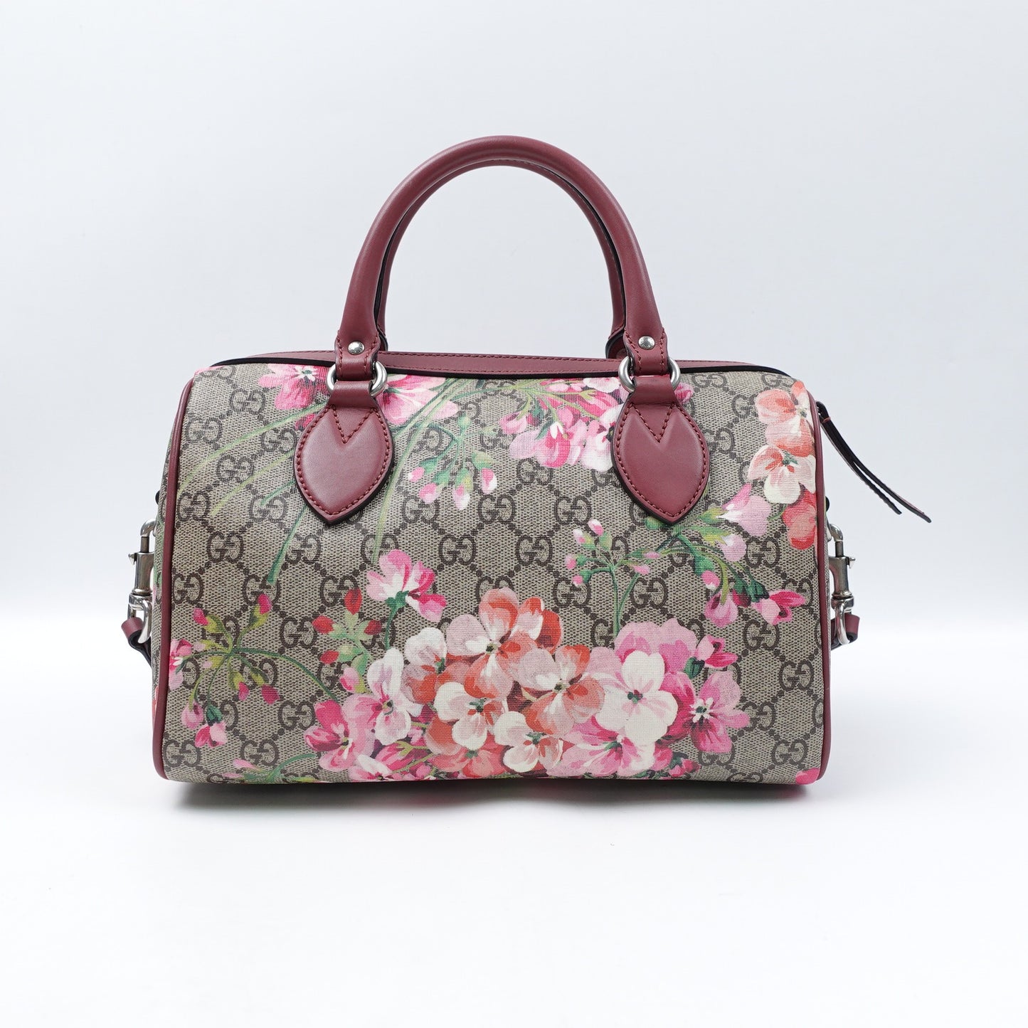 Pre-owned Gucci Boston Monogram&Flower Coated Canvas Shoulder Bag