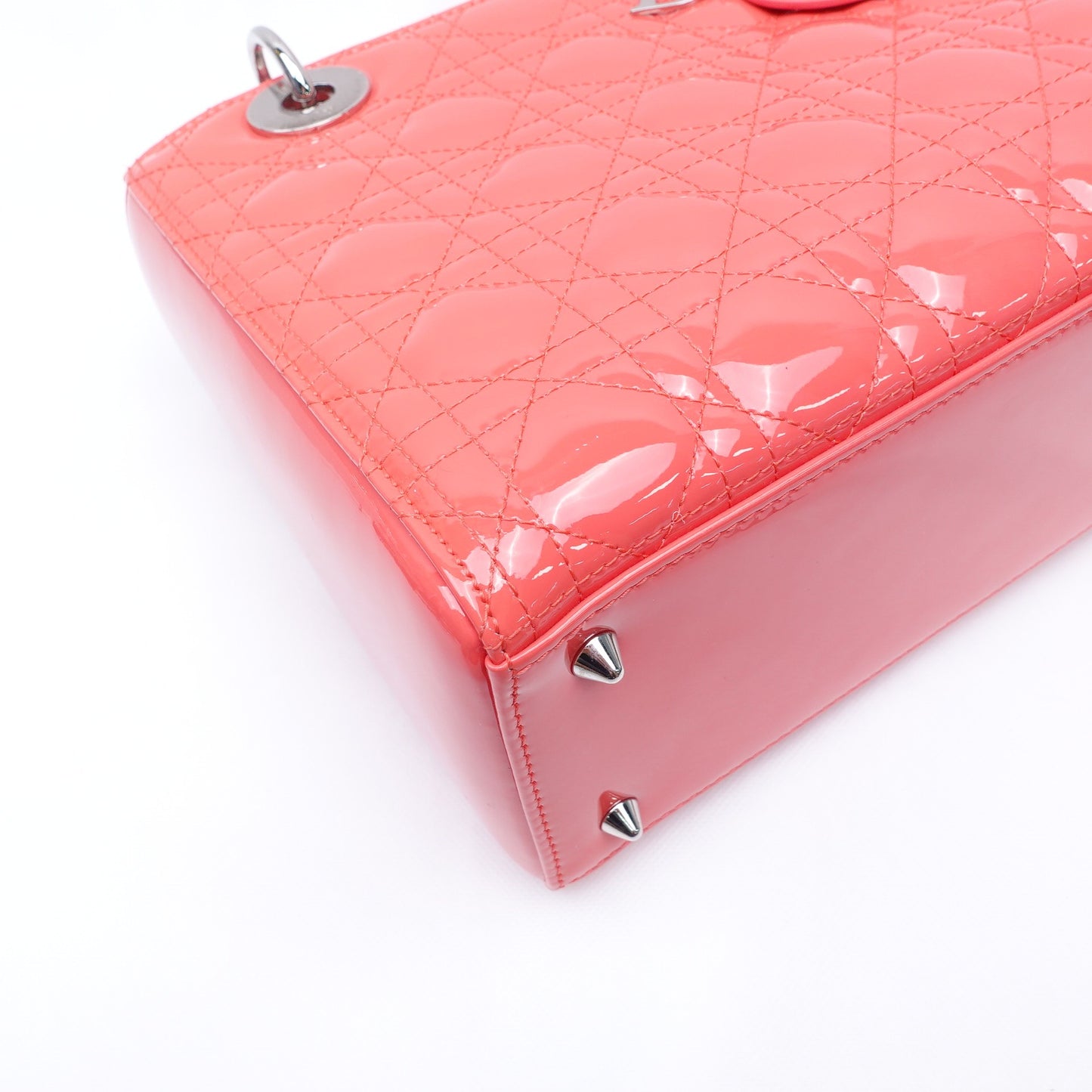 Pre-owned Dior Lady Dior Medium Pink Patent Shoulder Bag