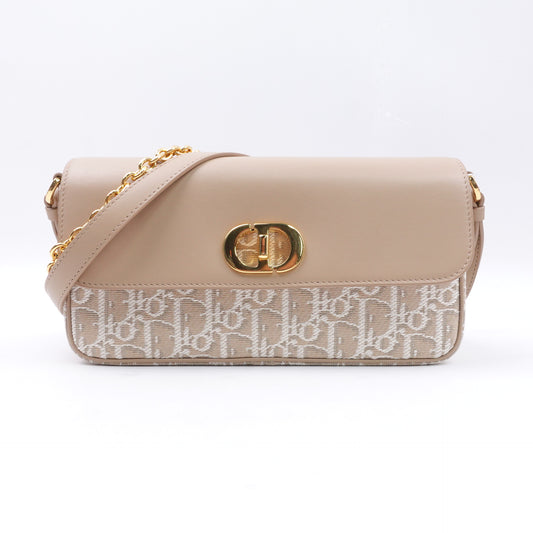 Pre-owned Dior Montaigne Avenue East-West Beige Canvas Shoulder Bag