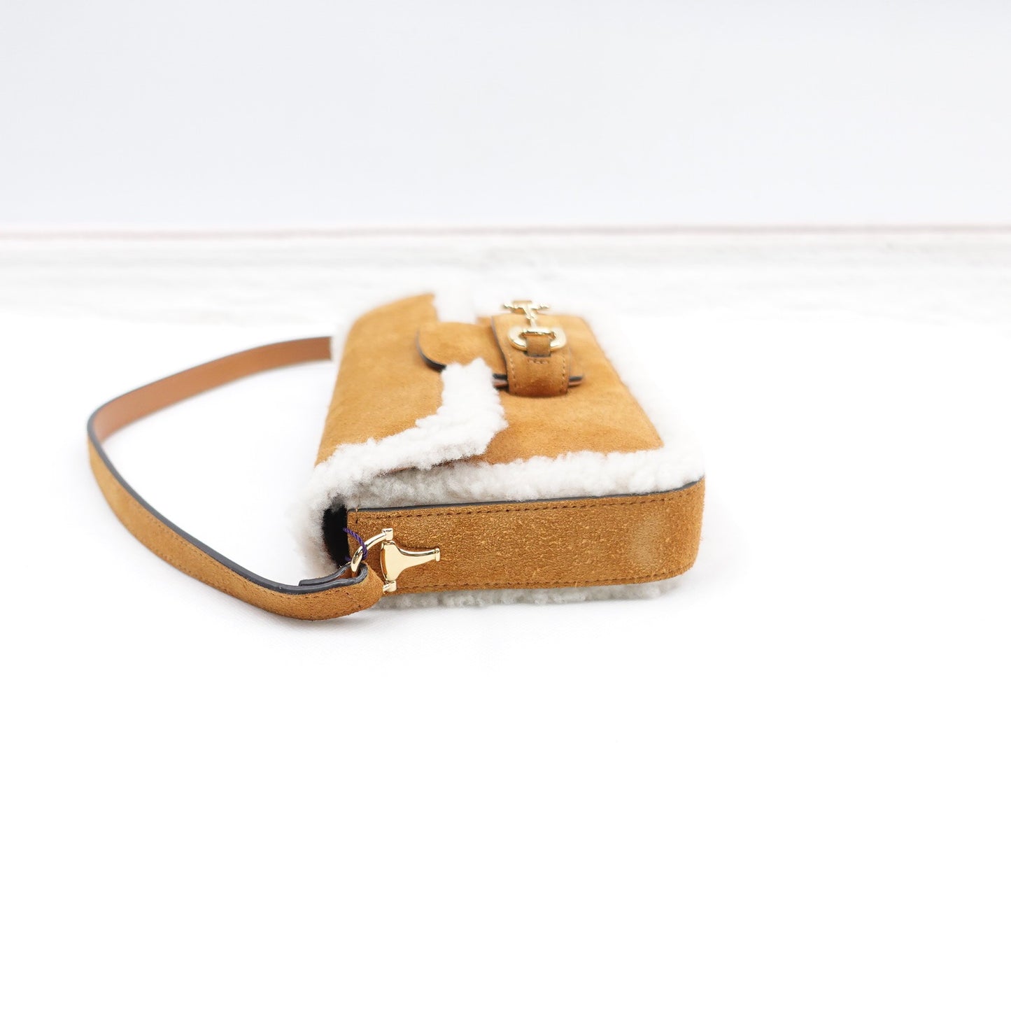 Pre-owned Gucci Horsebit 1955 Brown Suede&Lambskin Shoulder Bag