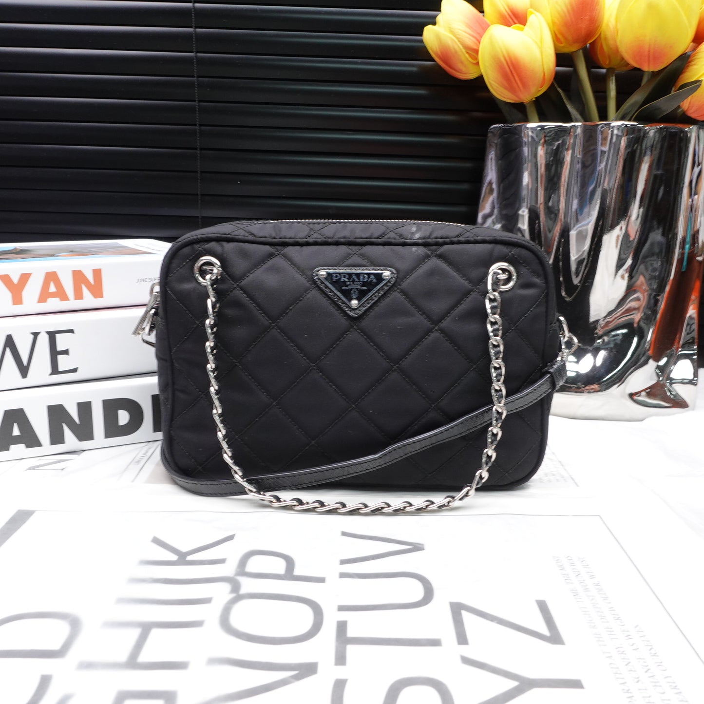 Pre-owned Prada Camera Black Nylon Shoulder Bag