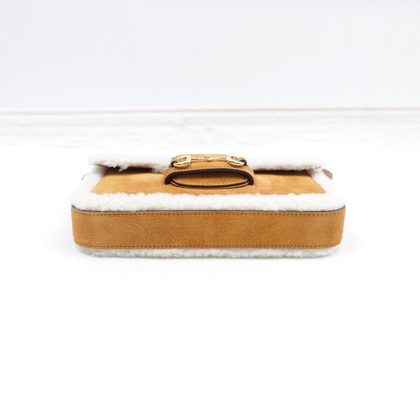 Pre-owned Gucci Horsebit 1955 Brown Suede&Lambskin Shoulder Bag