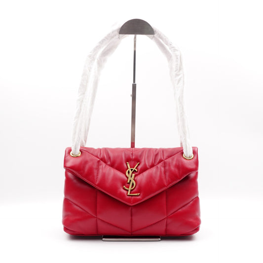Pre-owned Saint Laurent Loulou Puffer Large Red Lambskin Shouder Bag