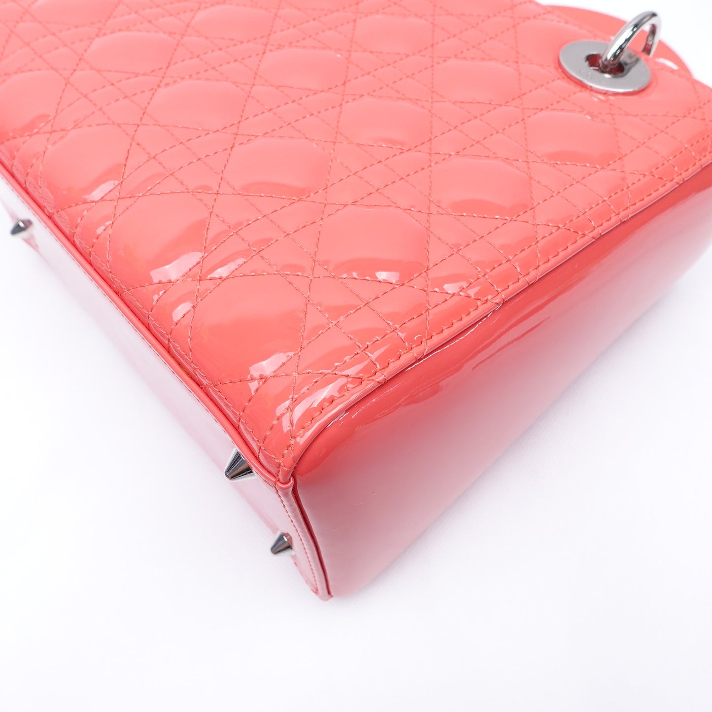 Pre-owned Dior Lady Dior Medium Pink Patent Shoulder Bag