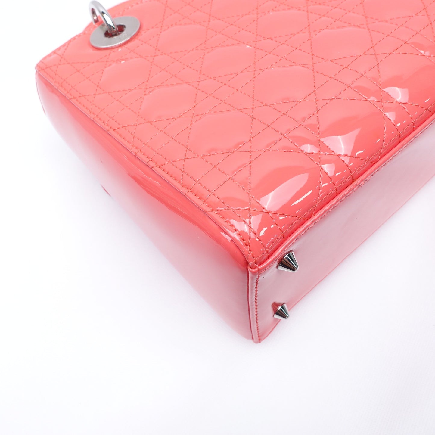 Pre-owned Dior Lady Dior Medium Pink Patent Shoulder Bag